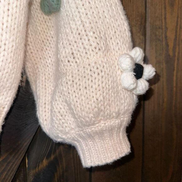 She + Sky Floral Appliqué Open Front Sweater - Picture 4 of 4